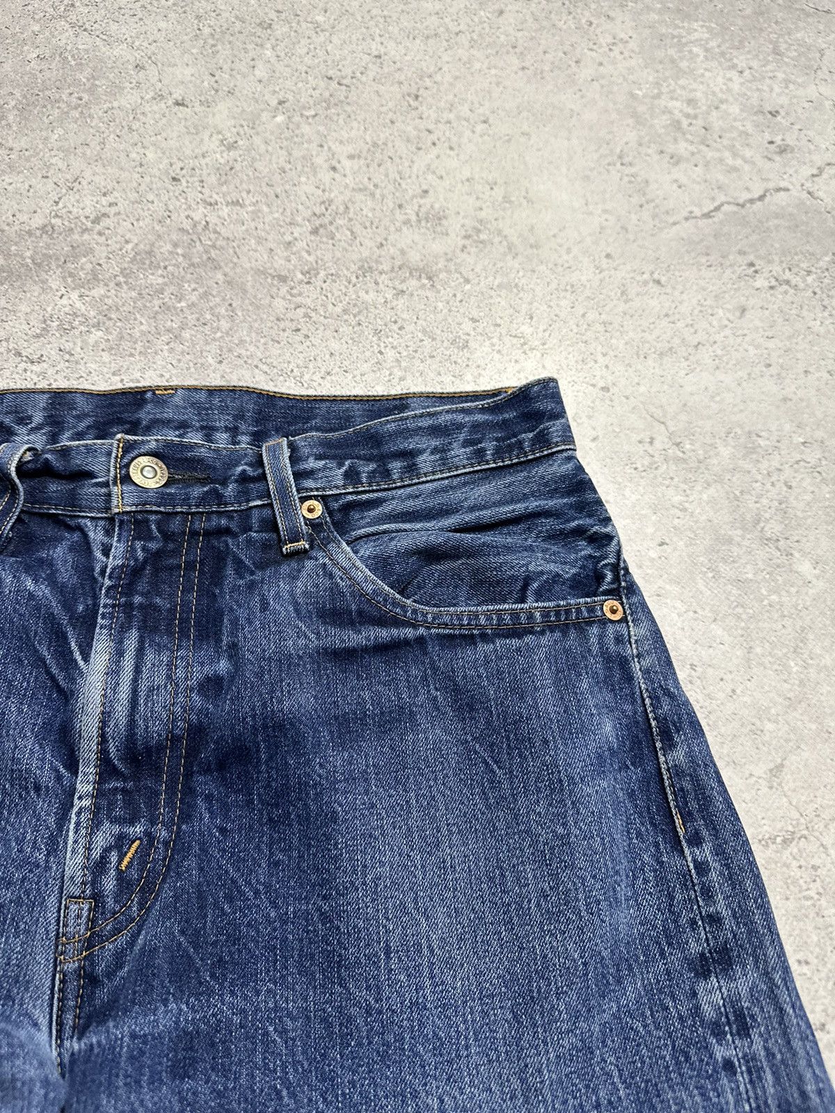 Levi's Levi’s 505 0217 Big E Denim Blue Distressed Selvedge Pants Size US 33 - 18 Thumbnail