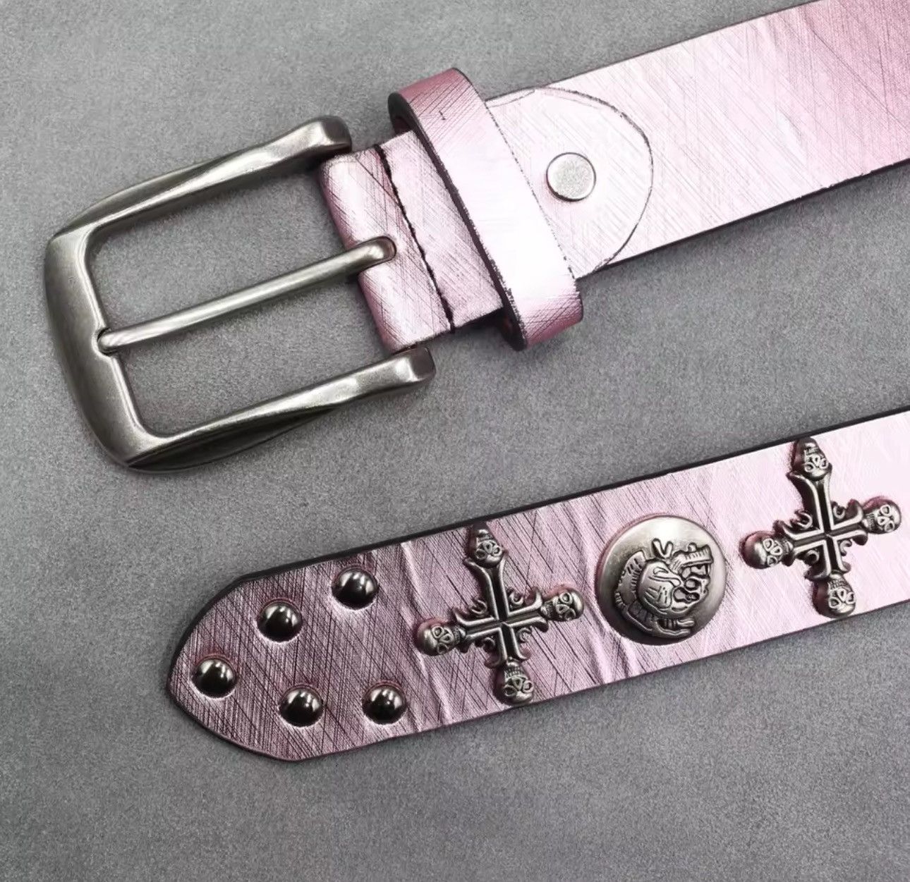 Other Gothic Punk Skull Rivet Cross Buckle Belt Size ONE SIZE - 4 Thumbnail