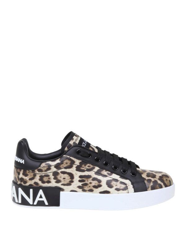 Dolce & Gabbana o1y0925 Leopard-Print Low-Top Sneakers in Multicolor Size US 4 / IT 34 - 1 Thumbnail