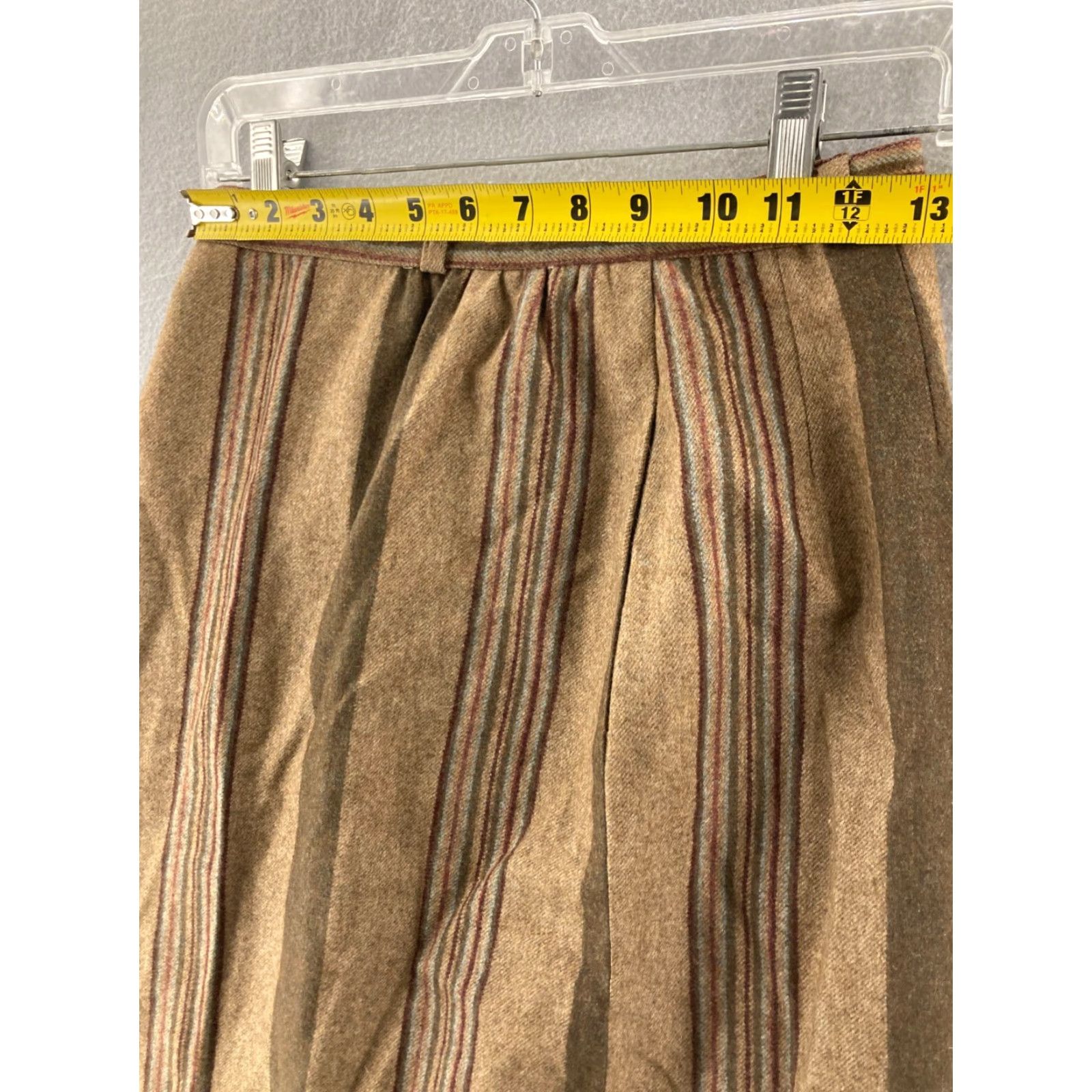 Vintage VINTAGE John Meyer Skirt Womens 8 Striped Wool Blend Midi Wool Polyester Brown Striped 90s Style Pleated Midi Womens 8 Grey Brown Womens Size 30" / US 8 / IT 44 - 2 Thumbnail