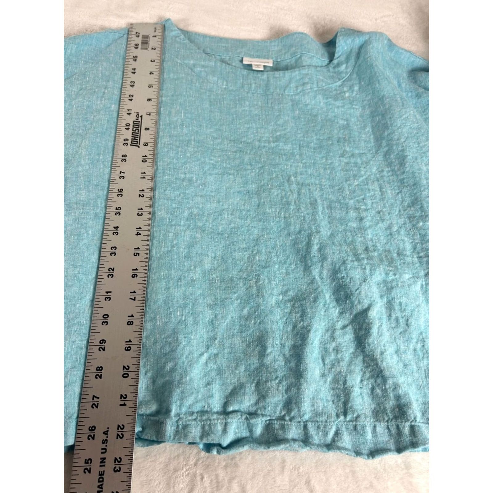 J. Jill J.Jill Linen Blue 3/4 Sleeve Top Petite Medium Lightweight Casual Shirt Womens Size M / US 6-8 / IT 42-44 - 7 Thumbnail