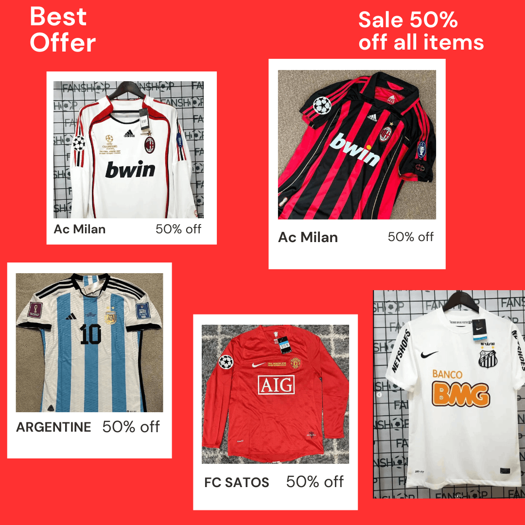 Image of Adidas x Nike 5 Vintage Jerseys Football - Ac Milan - Man Utd - Argentina, Men's (Size Small)