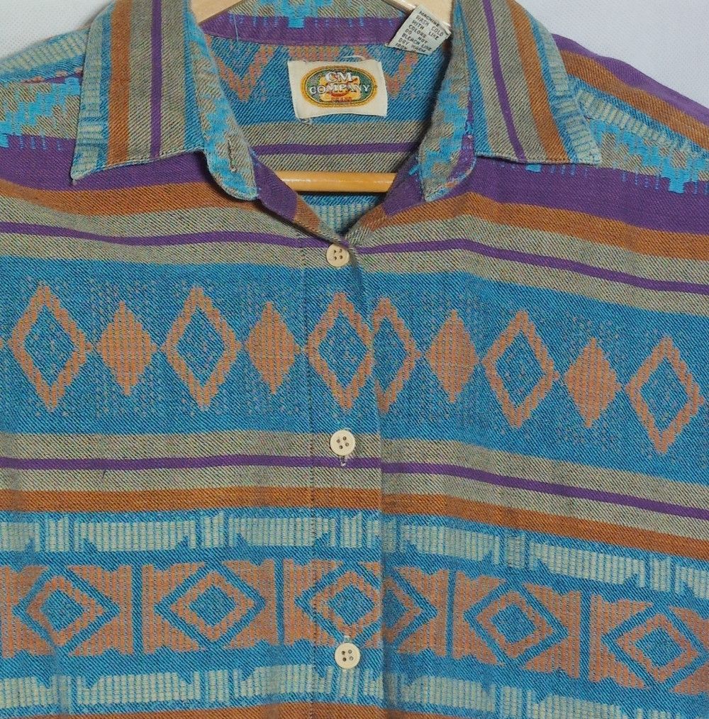 Other Vintage CM Company Sz M Aztec Southwest Woven Pattern Shirt Size M / US 6-8 / IT 42-44 - 2 Thumbnail