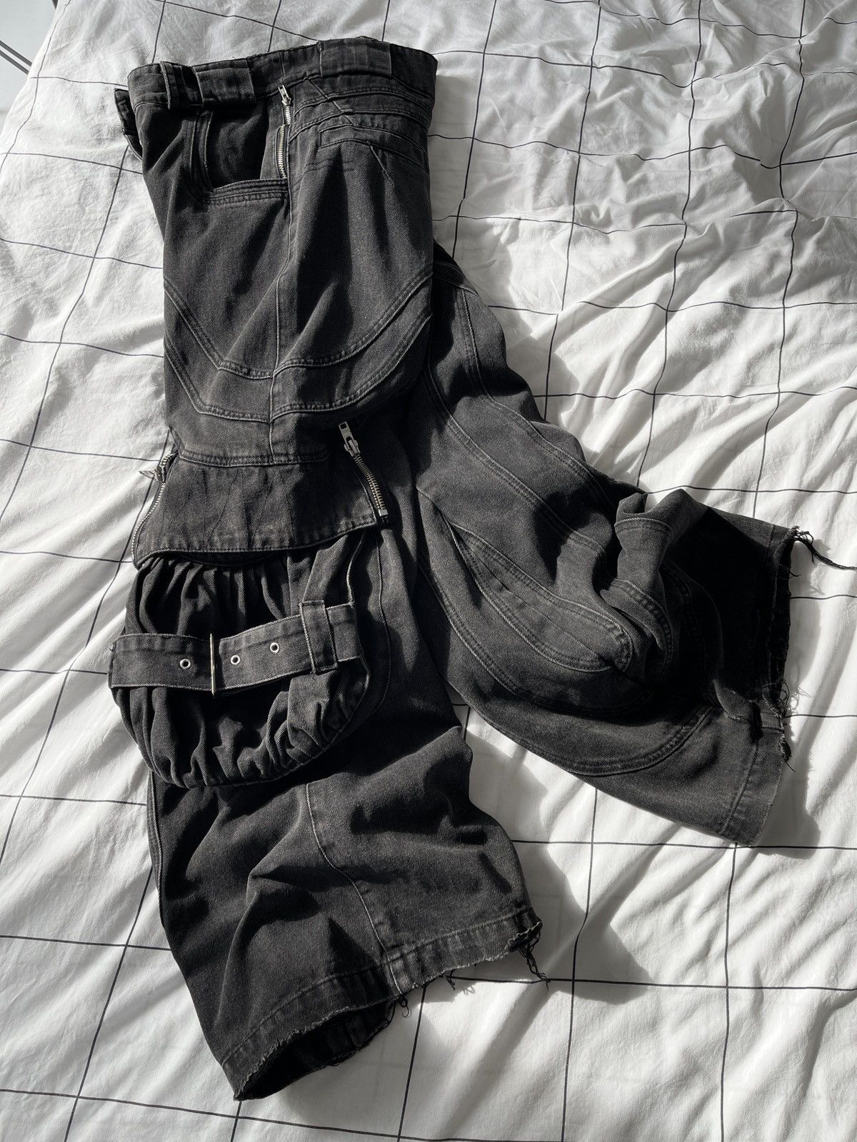 No Faith Studios NO FAITH STUDIOS Distressed Cargo Raver denim Baggy Pants Size US 32 / EU 48 - 15 Thumbnail