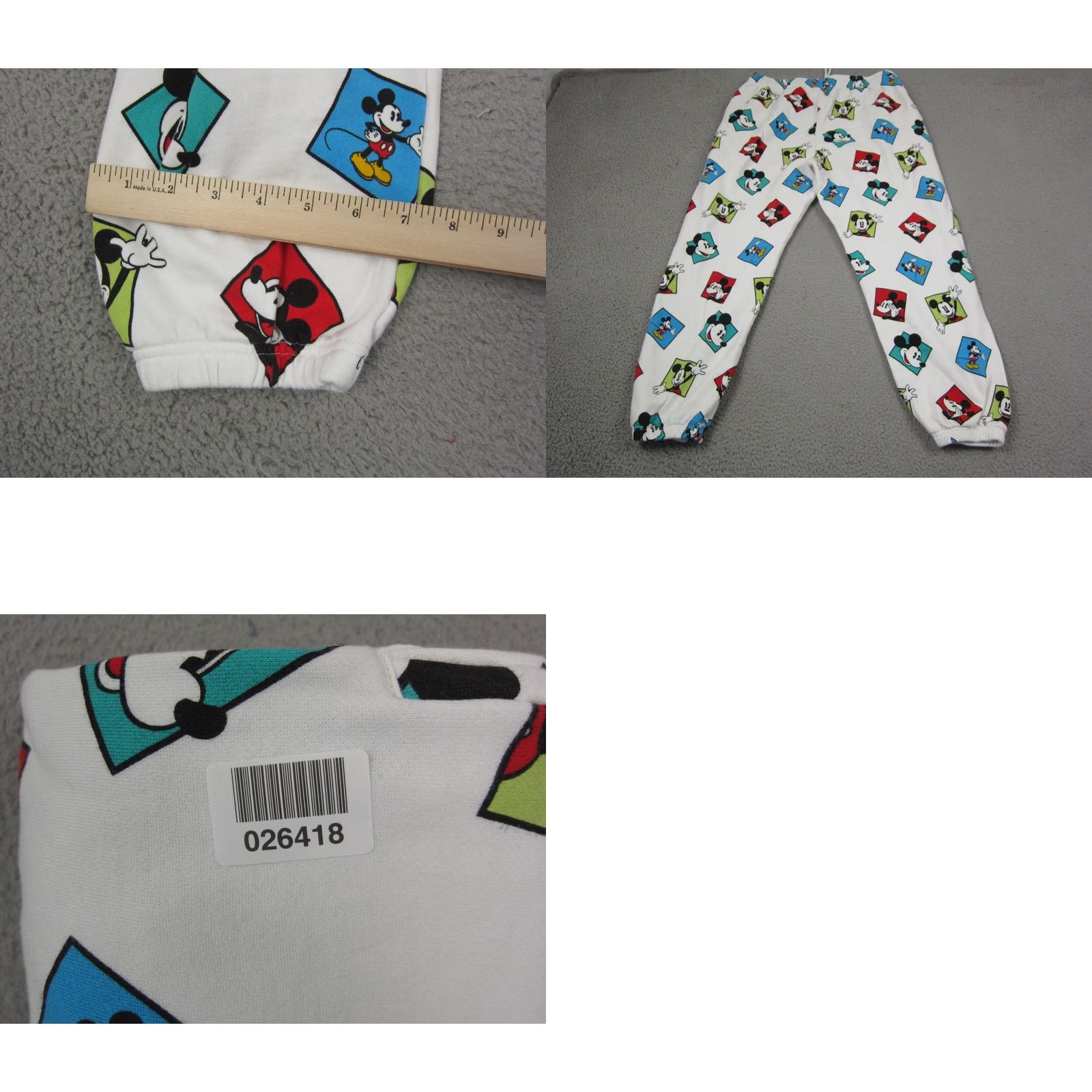 Disney Mickey Mouse Pants Mens XL White Fleece Jogger Disney All Over Print Sweatpants 90s Style Size US 36 / EU 52 - 10 Thumbnail