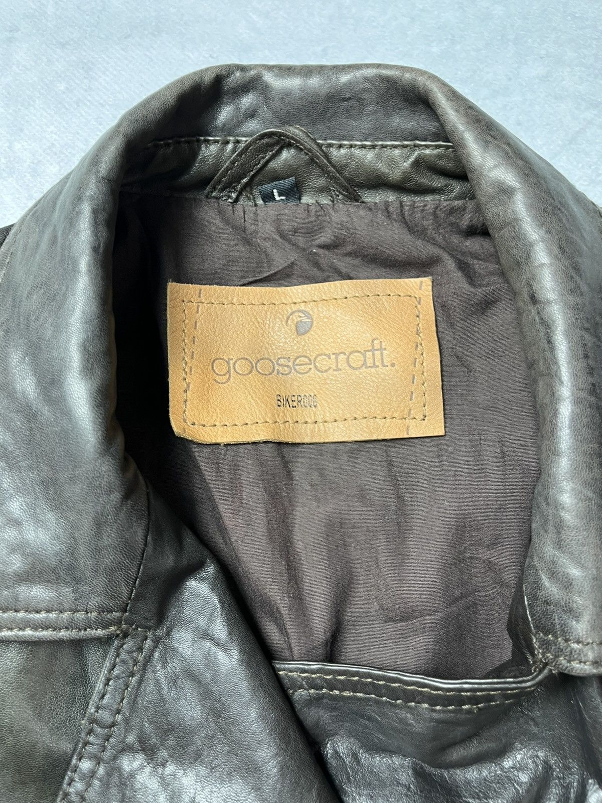 GOOSECRAFT VERY RARE Goosecraft Vintage Faded Real Leather Biker Jacket Size US M / EU 48-50 / 2 - 3 Thumbnail