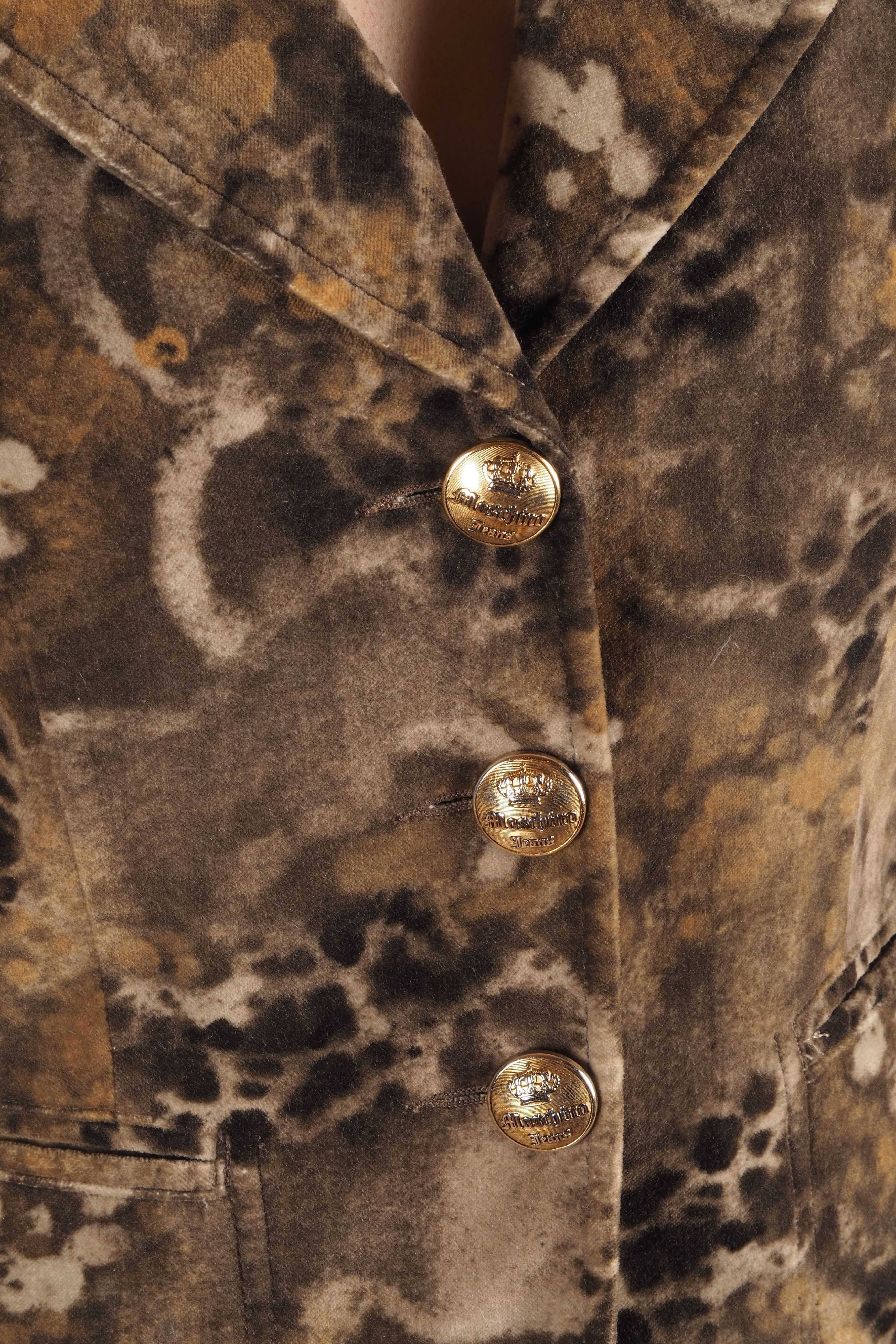 Moschino × Vintage Moschino Jeans Vintage Brown Floral Velour Blazer Jacket Size S / US 4 / IT 40 - 4 Thumbnail