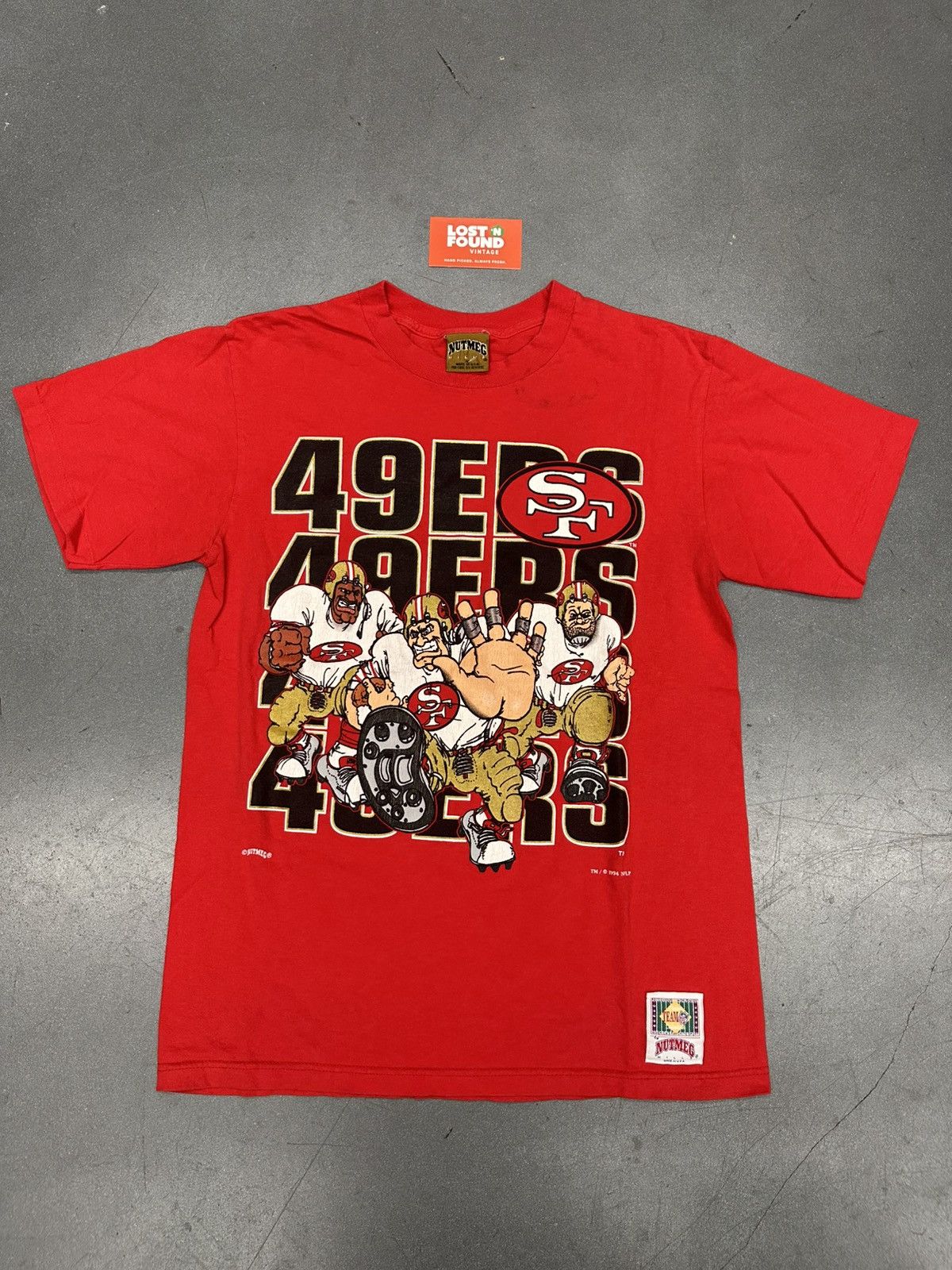 Vintage 1994 Vintage NFL San Francisco 49ers 3 Players Running Tee Size US M / EU 48-50 / 2 - 1 Thumbnail