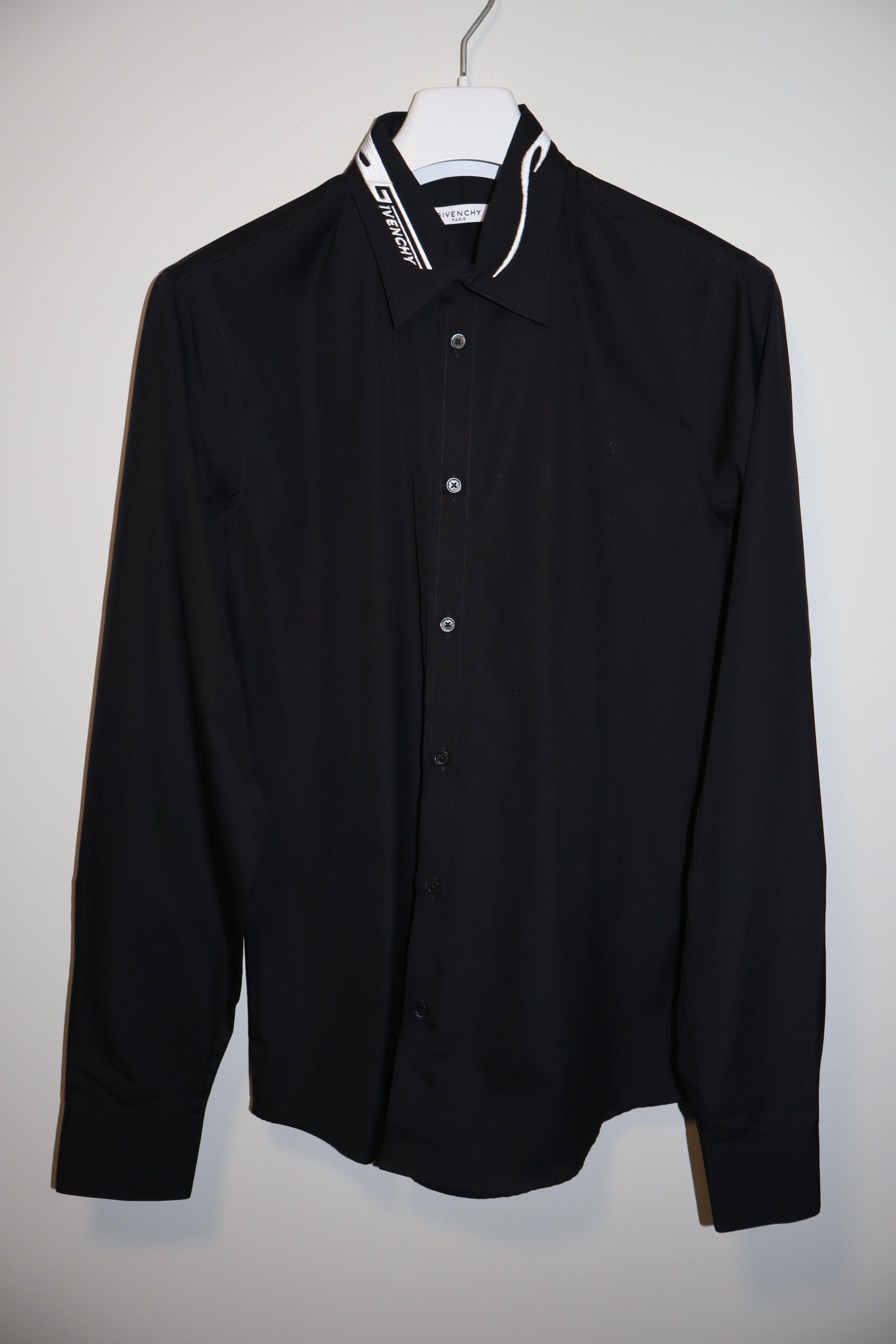 image of Givenchy Embroidered Logo Shirt in Black, Men's (Size XS)