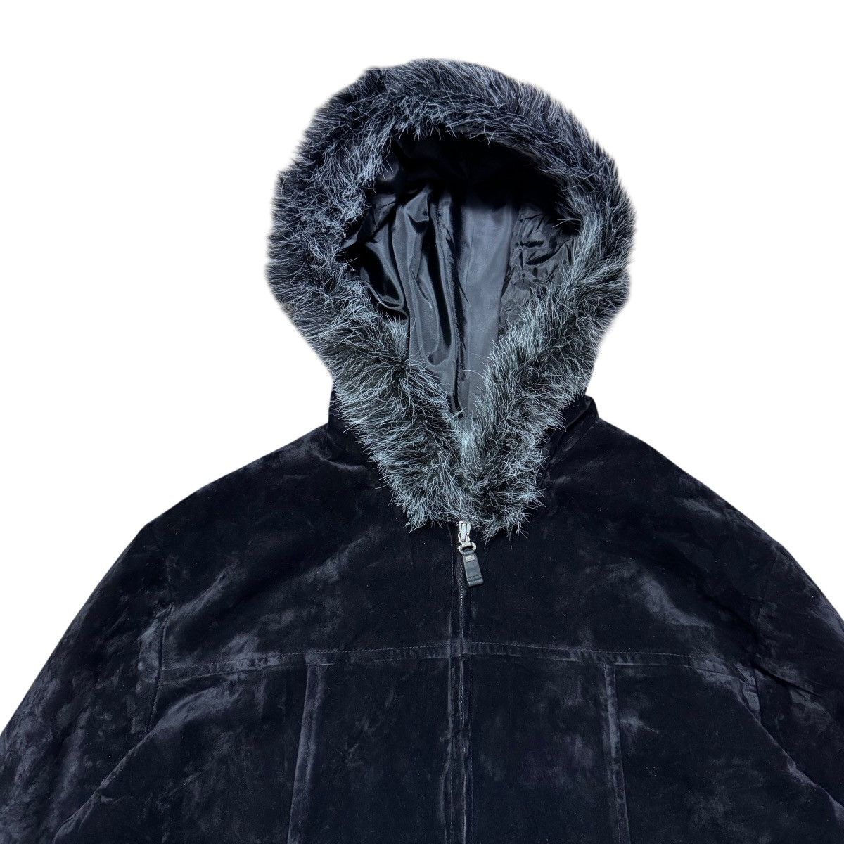 Japanese Brand Sugared Japan Black Velvet Faux Fur Hooded Jacket Size US M / EU 48-50 / 2 - 4 Thumbnail