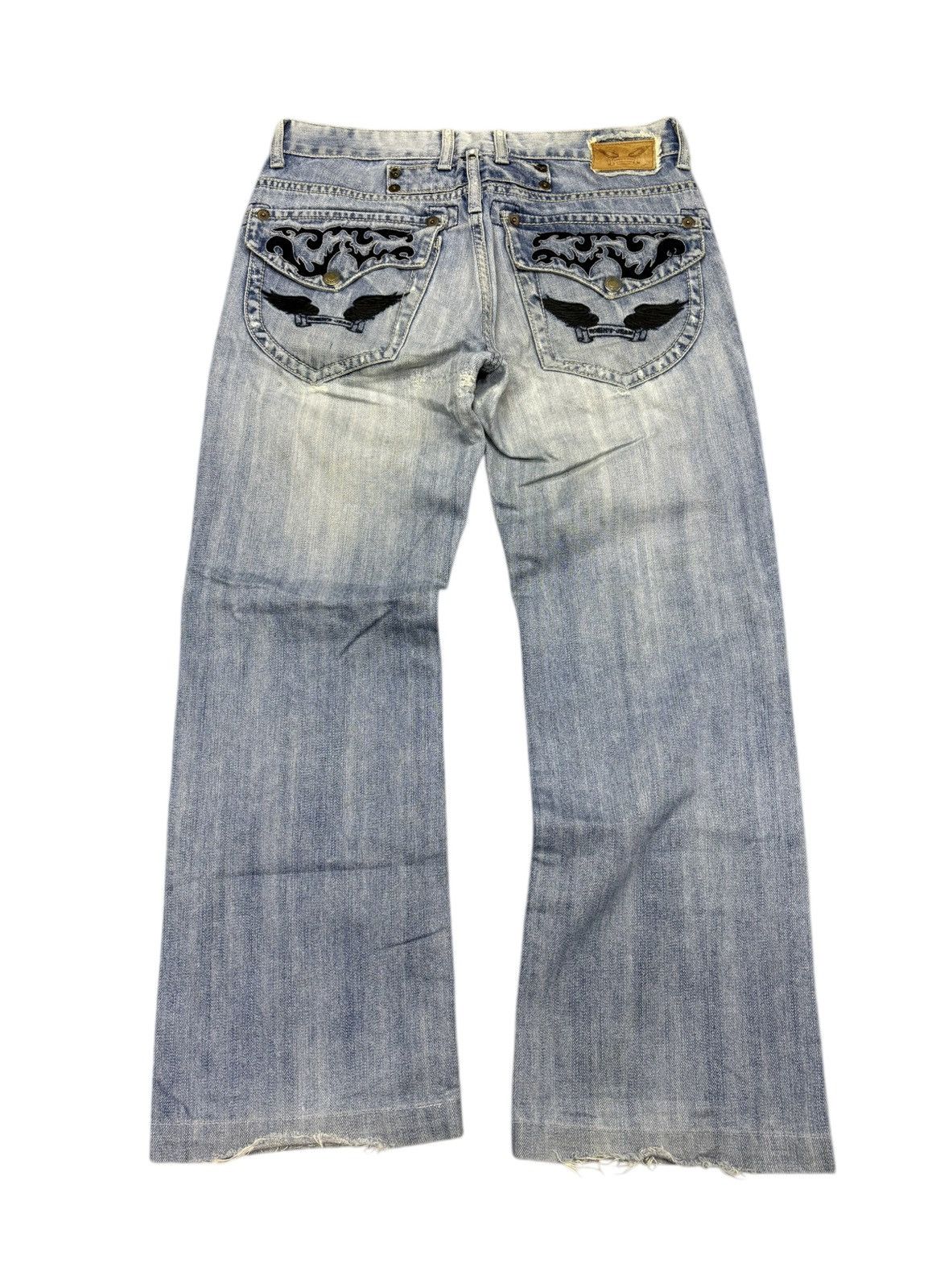 Beauty Beast Vintage Acid Wash Robin Jeans wing 🪽 embroidered denim Size US 31 - 1 Thumbnail