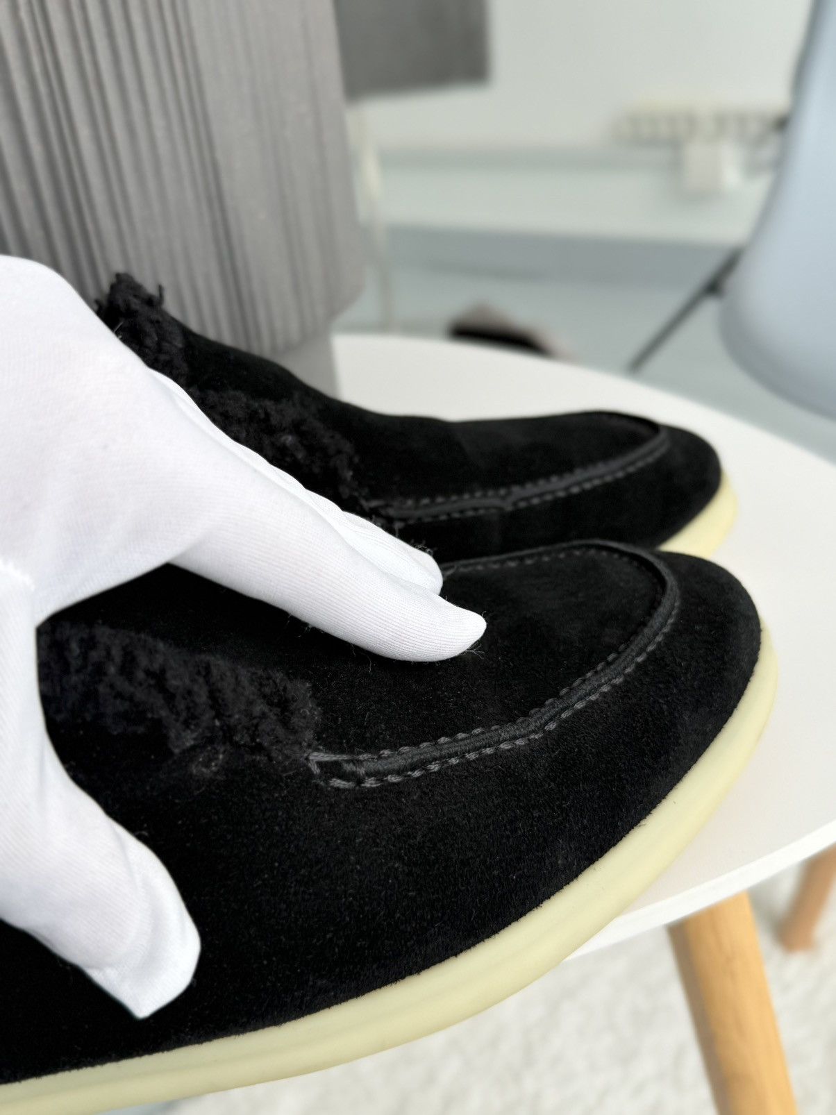 Loro Piana Loro Piana Open Walk Suede Shearling Loafers Black Size US 10 / EU 43 - 12 Thumbnail
