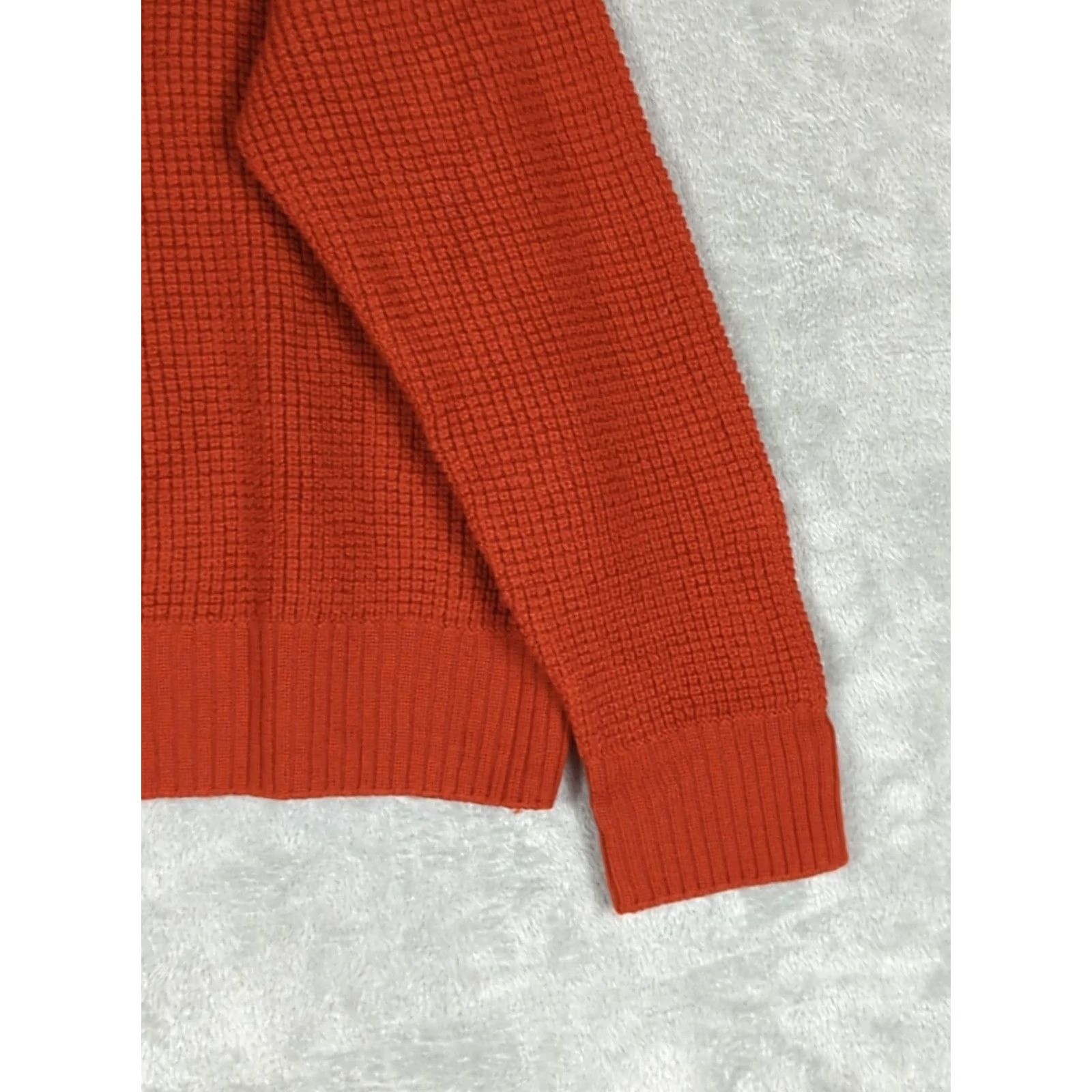 Vintage Knot Standard Womens Sweater L Terracotta Waffle-Knit Merino Wool Crew Neck Long Sleeve Pullover Relaxed Minimalist Quiet Luxury Dry Clean Only Size L / US 10 / IT 46 - 4 Thumbnail