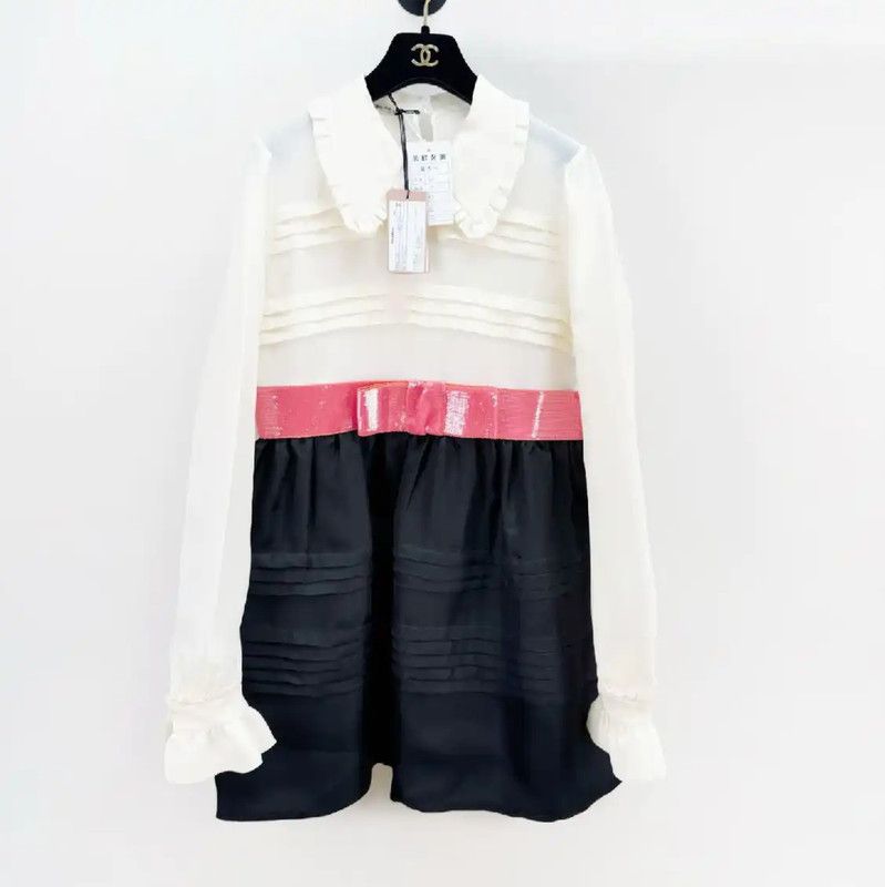 Miu Miu Miu Miu White Silk Long Sleeve Dress 0089 Size M / US 6-8 / IT 42-44 - 1 Thumbnail