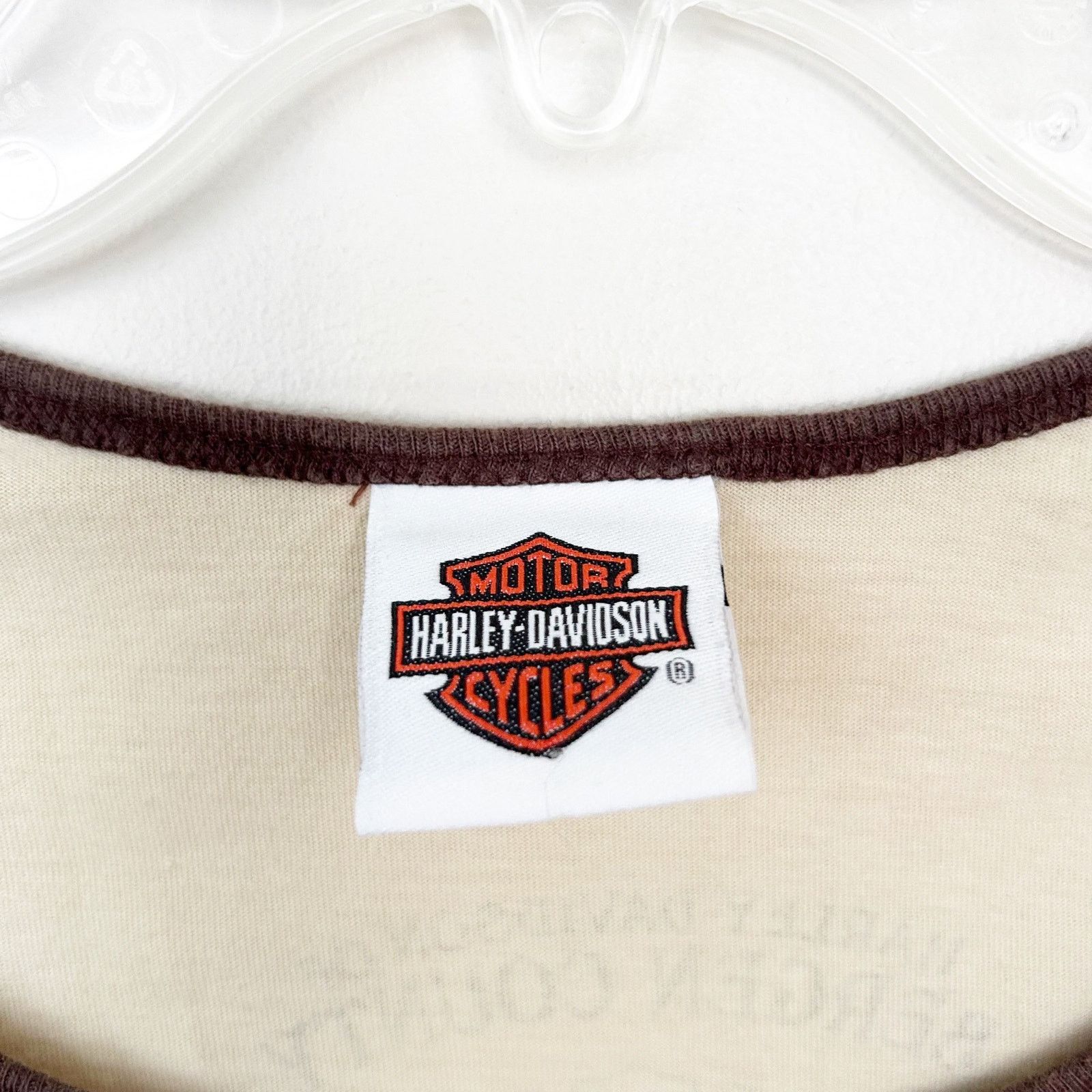 Harley Davidson Harley Davidson Tan Brown Baseball Tee Shirt Sz L Size L / US 10 / IT 46 - 2 Thumbnail