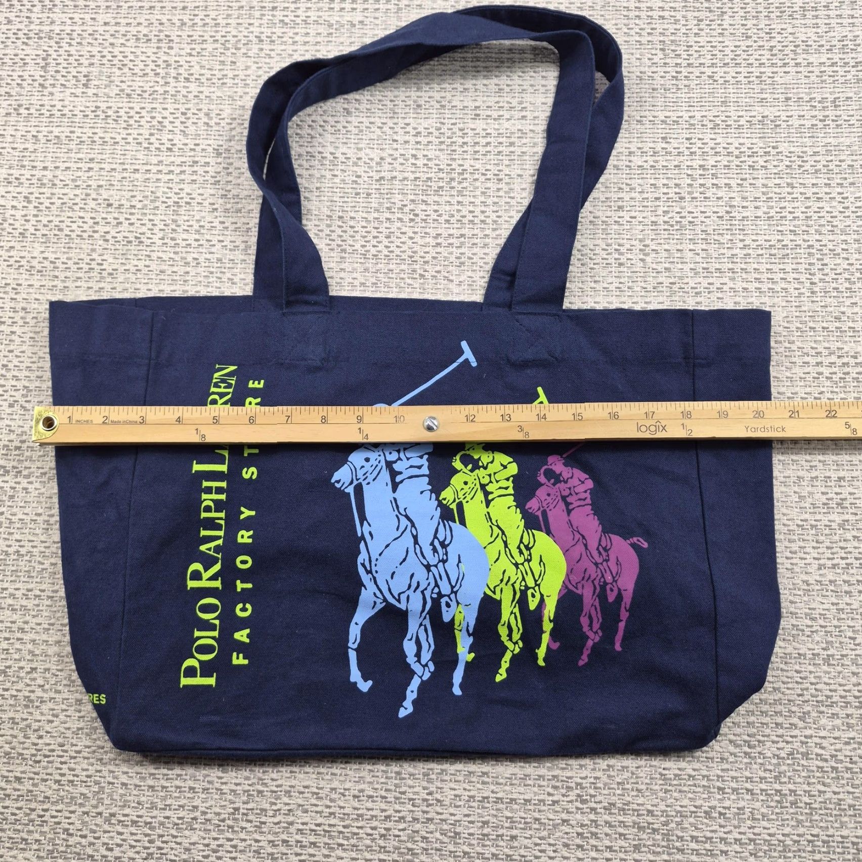 Polo Ralph Lauren Polo Ralph Lauren Tote Bag Womens Large Blue Cotton Graphic Horse Size ONE SIZE - 3 Thumbnail