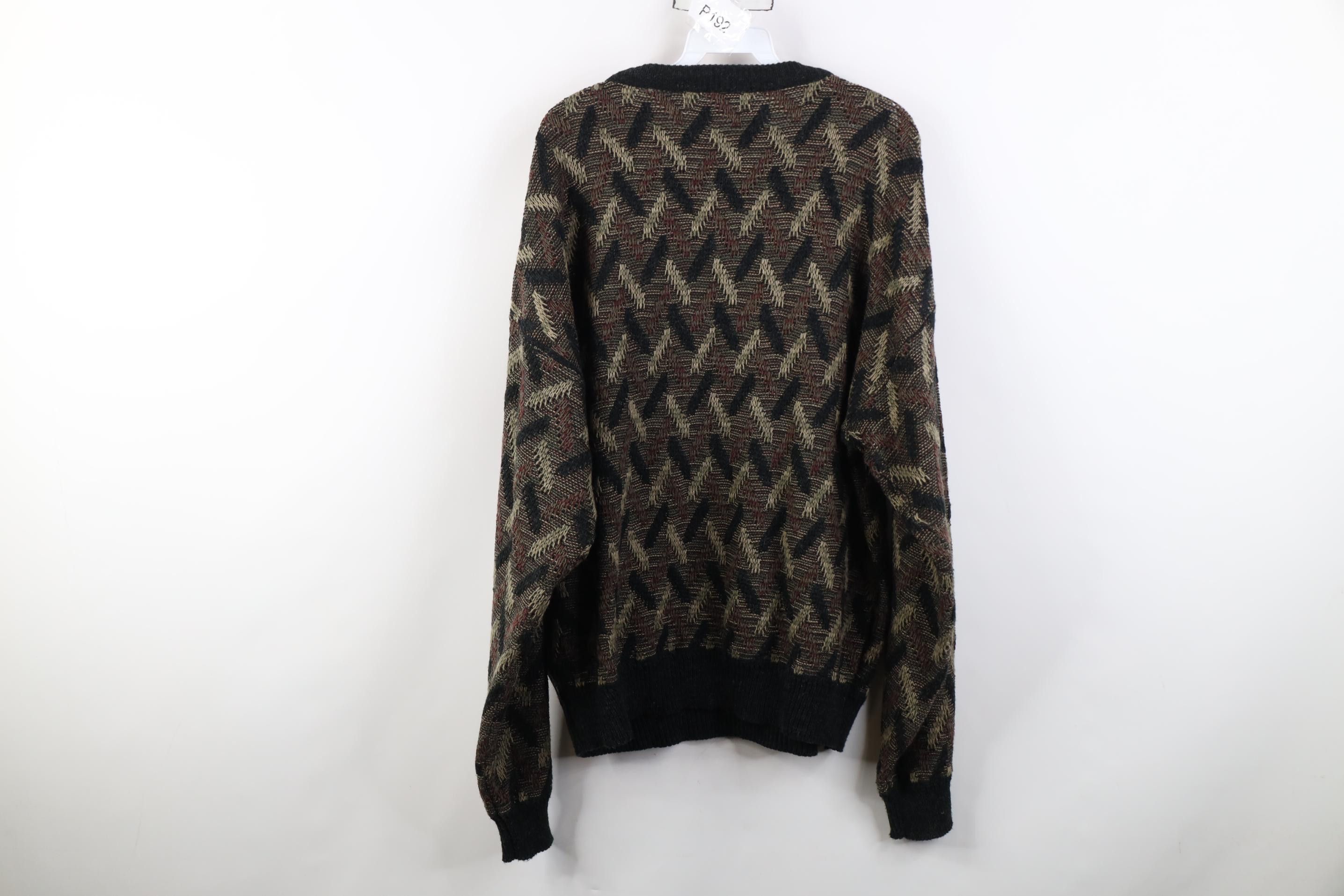 Vintage Vintage 90s Streetwear Knit Earth Tone Zig Zag Sweater Size US XL / EU 56 / 4 - 8 Thumbnail