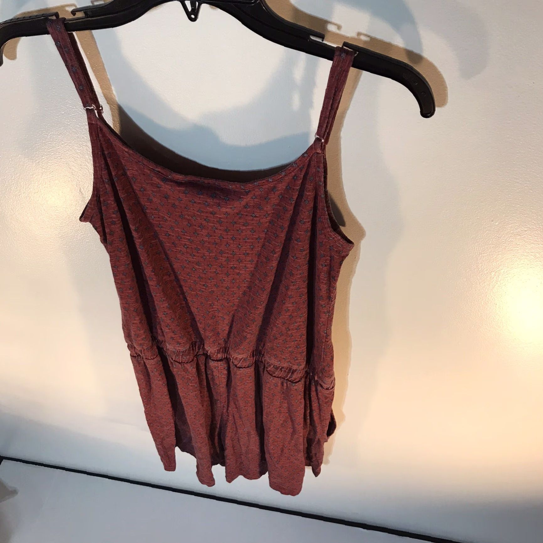 Vintage Gina Floral Strappy Jumpsuit Shorts Womens Size L Burgundy/Blue Activewear Size 36" / US 14 / IT 50 - 2 Thumbnail
