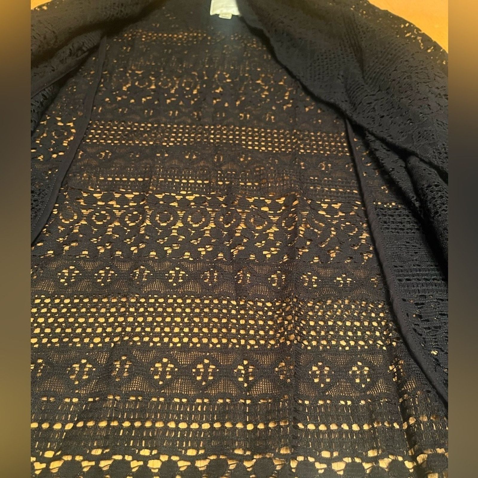 The Unbranded Brand Elevenses open knit long sleeve black beach cover up, size S Size ONE SIZE - 1 Thumbnail