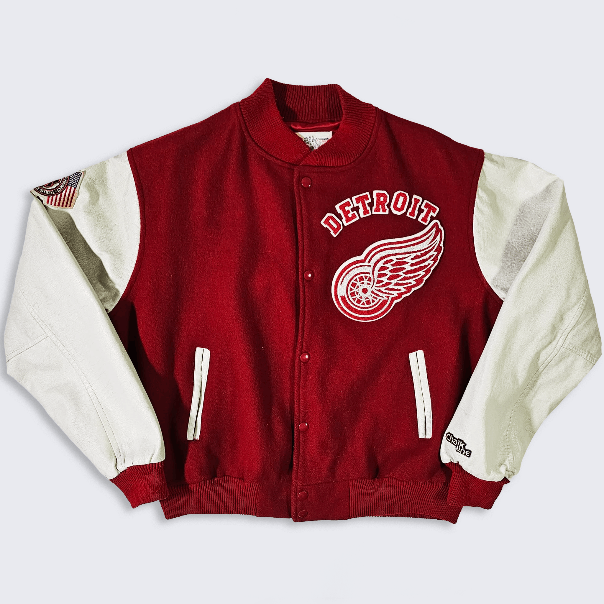 NHL Detroit Red Wings Vintage 80s Chalk Line Varsity Jacket Size US L / EU 52-54 / 3 - 2 Thumbnail