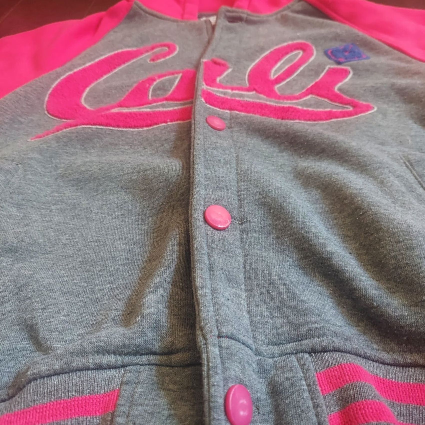 Vintage VINTAGE MJ Collection Women's Varsity Jacket Hoodie Long Zip 14 Pink Gray 90s School Size XL / US 12-14 / IT 48-50 - 5 Thumbnail