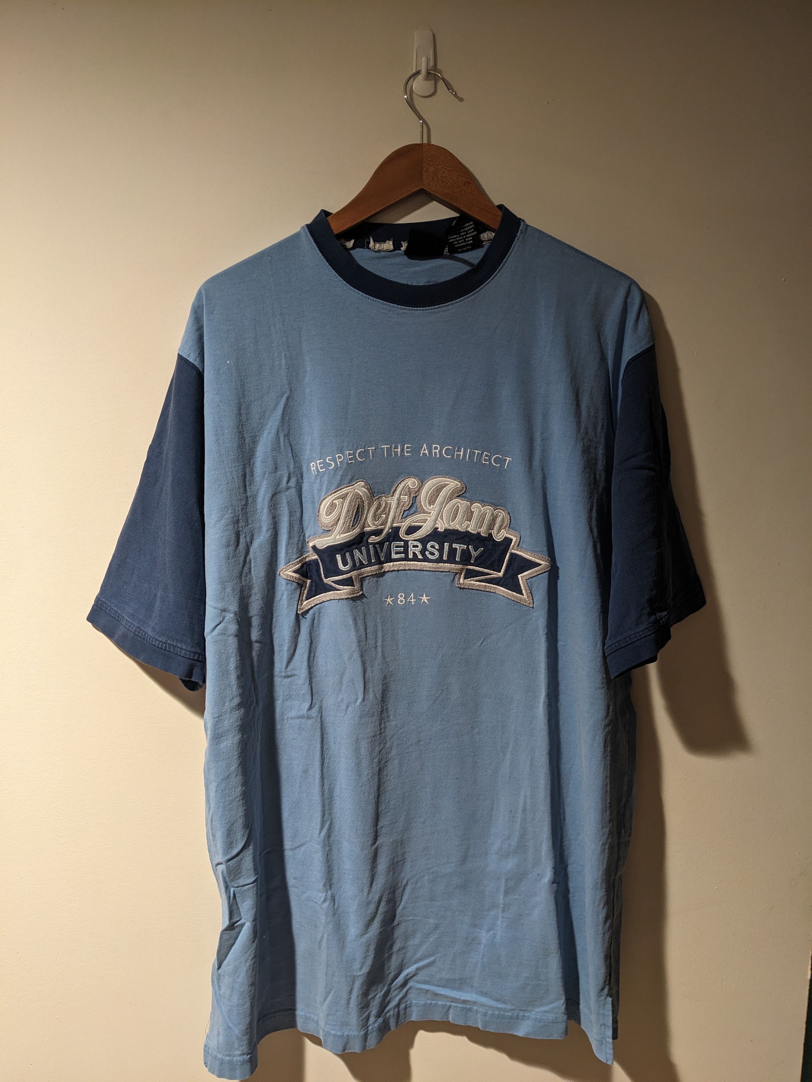 Designer × Vintage Vintage Y2K Def Jam University Respect Blue X-Large T-Shirt Size US XL / EU 56 / 4 - 1 Thumbnail