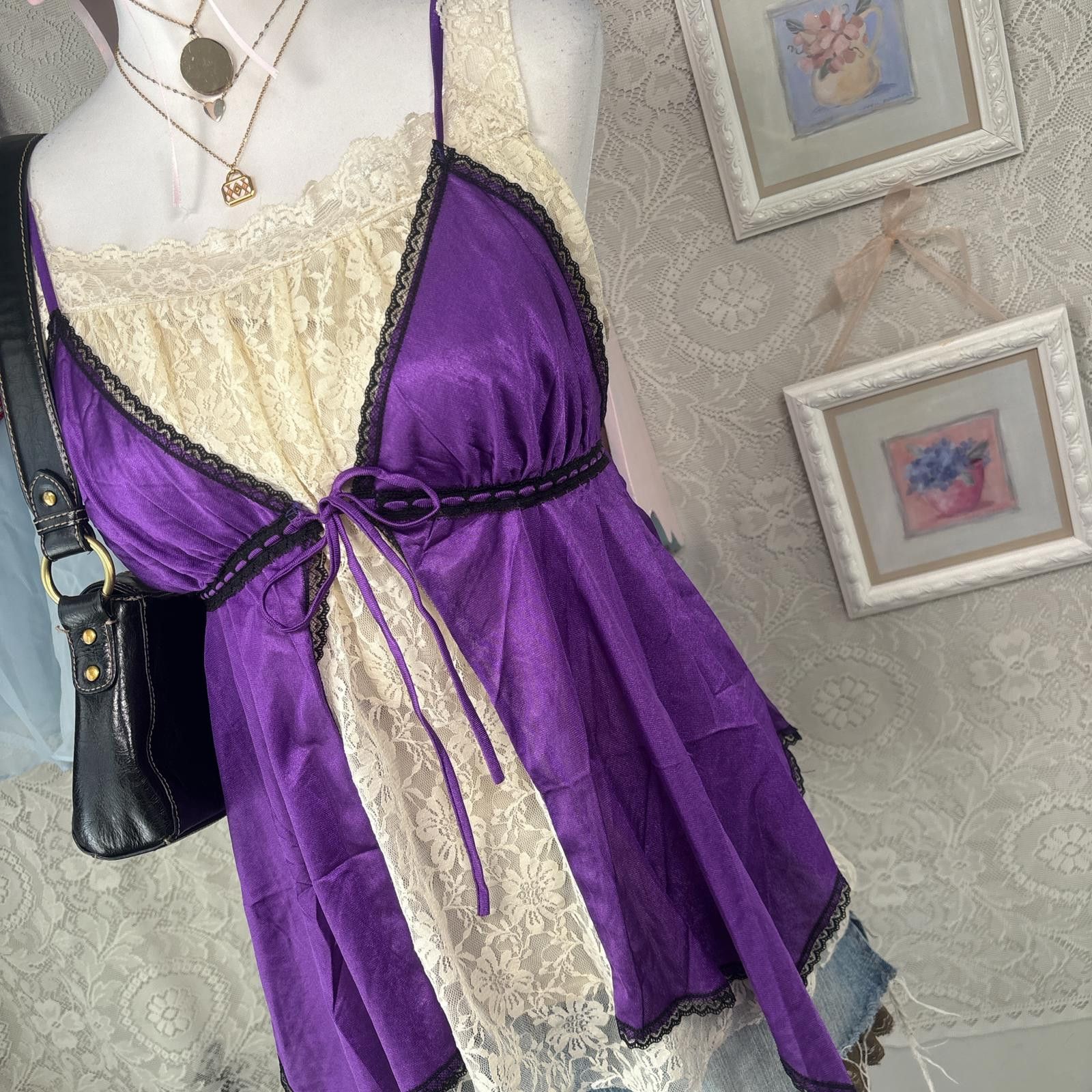 Other vintage purple lace tie up slip top Size S / US 4 / IT 40 - 3 Thumbnail
