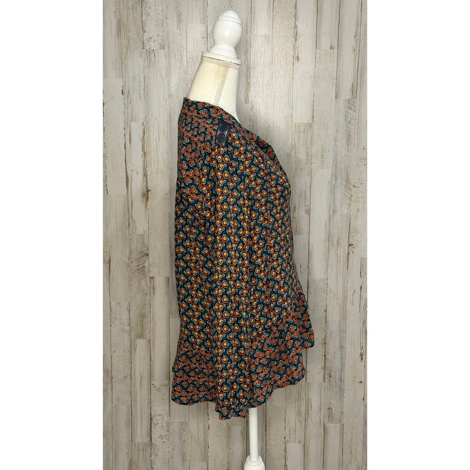 Anthropologie Maeve by Anthropologie Floral Peasant Blouse V-Neck Tunic Size M / US 6-8 / IT 42-44 - 4 Thumbnail