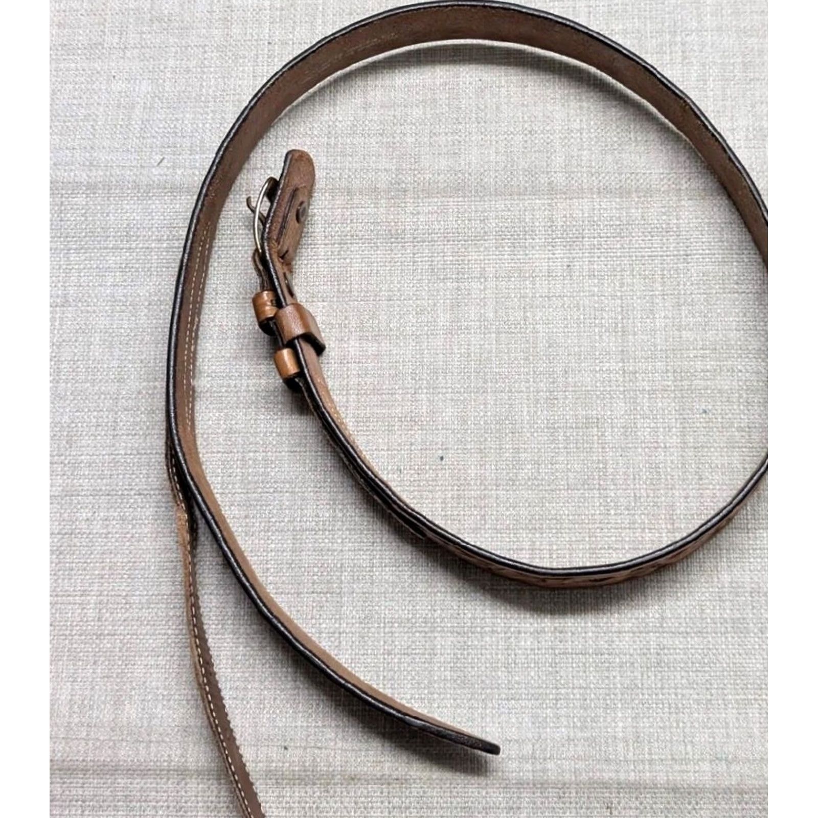 Vintage VINTAGE Ranger belt Western belt, Tooled brown leather 30 Ranger belt Men XS? Size 30 - 4 Thumbnail