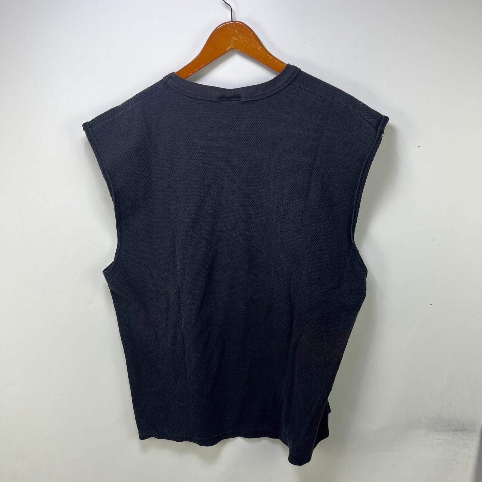 Vintage Vintage 90s Faded Thermal Blank Black Sleeveless 2XL Size US XXL / EU 58 / 5 - 7 Thumbnail