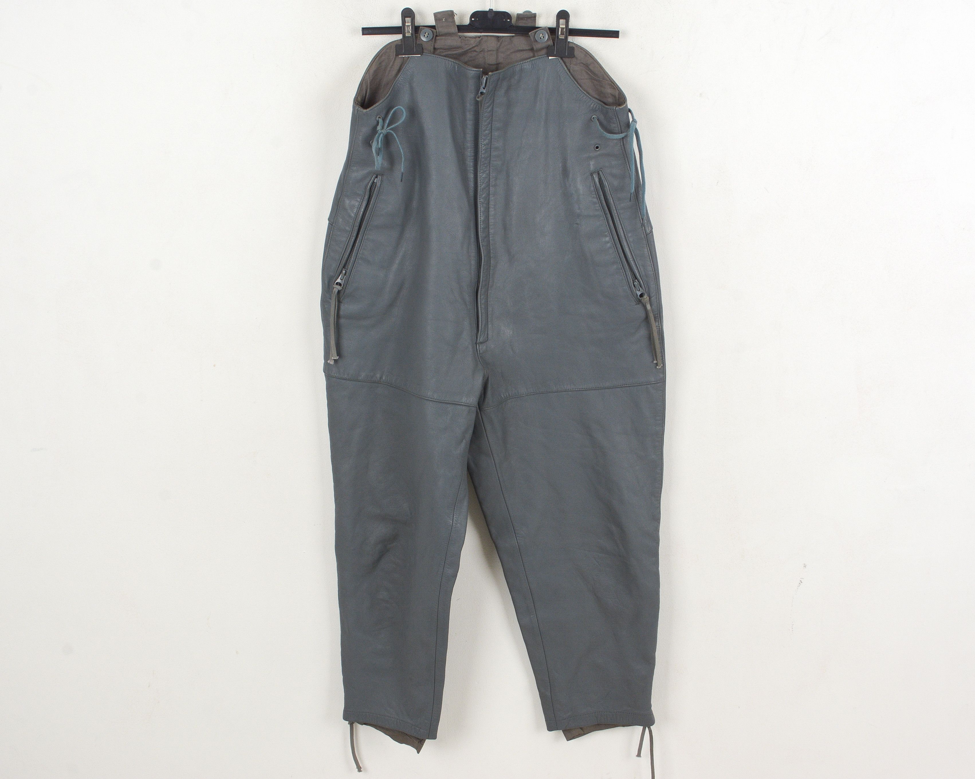Leather Striwa 1960 army rider's leather pants 60's trousers S Bibs Size US 32 / EU 48 - 1 Thumbnail