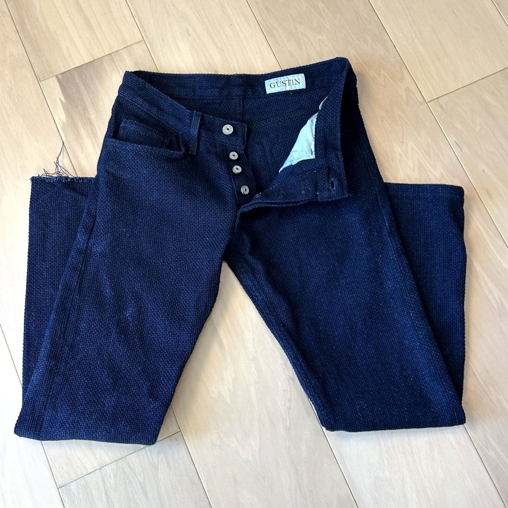 Gustin Gustin #341 Indigo Monster Sashiko 5 Pocket Pants Men 29 Blue Cotton Jean Style Straight Regular 5-Pocket Logo Button Vintage No N/A Size US 29 - 4 Thumbnail