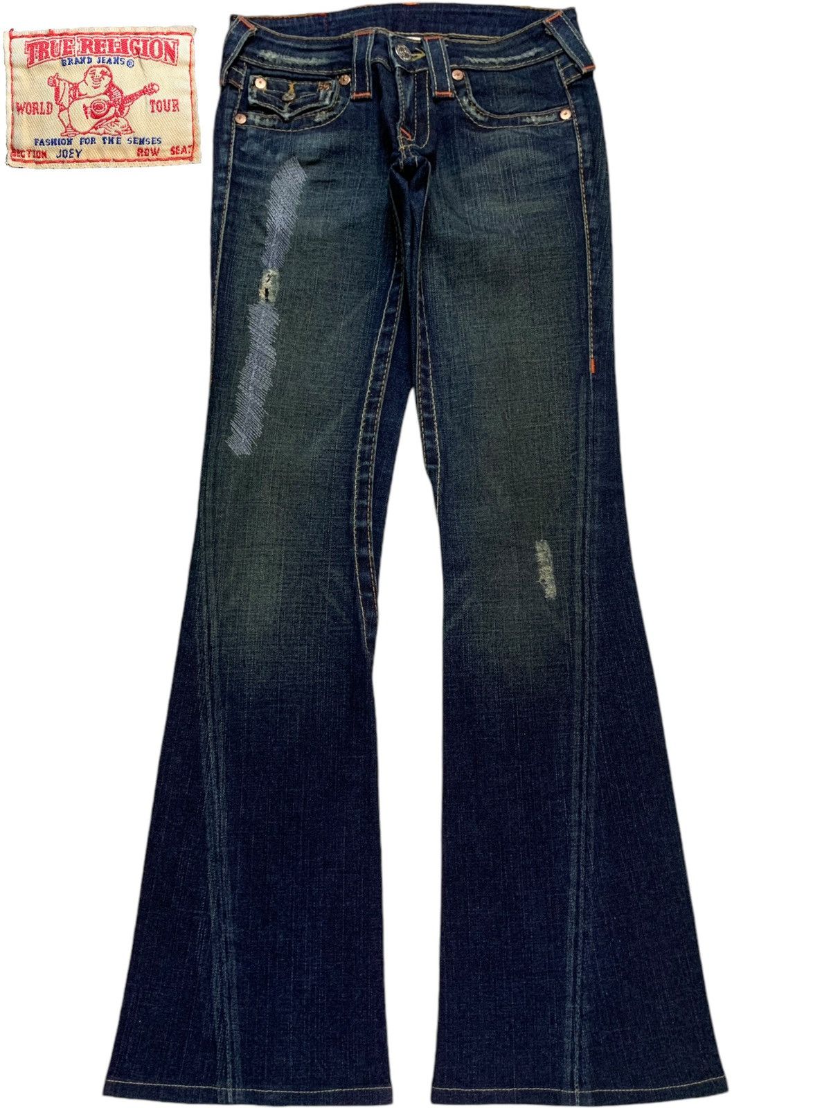 True Religion Vintage USA True Religion Mud Wash Distressed Flare Jeans Size 26" / US 2 / IT 38 - 1 Thumbnail