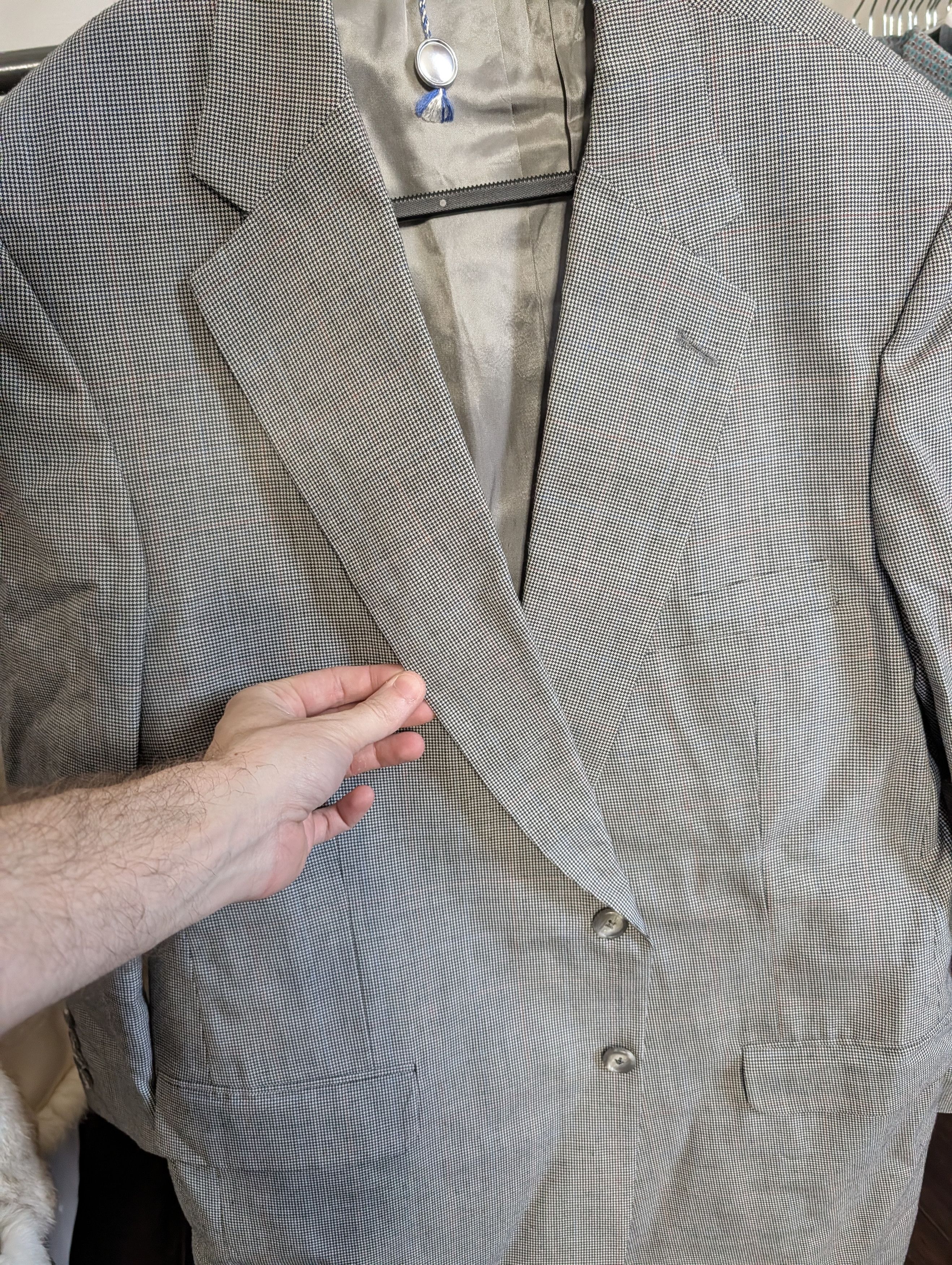 Burberry 2pc gray plaid houndstooth MiUSA mens suit Size 42R - 19 Thumbnail