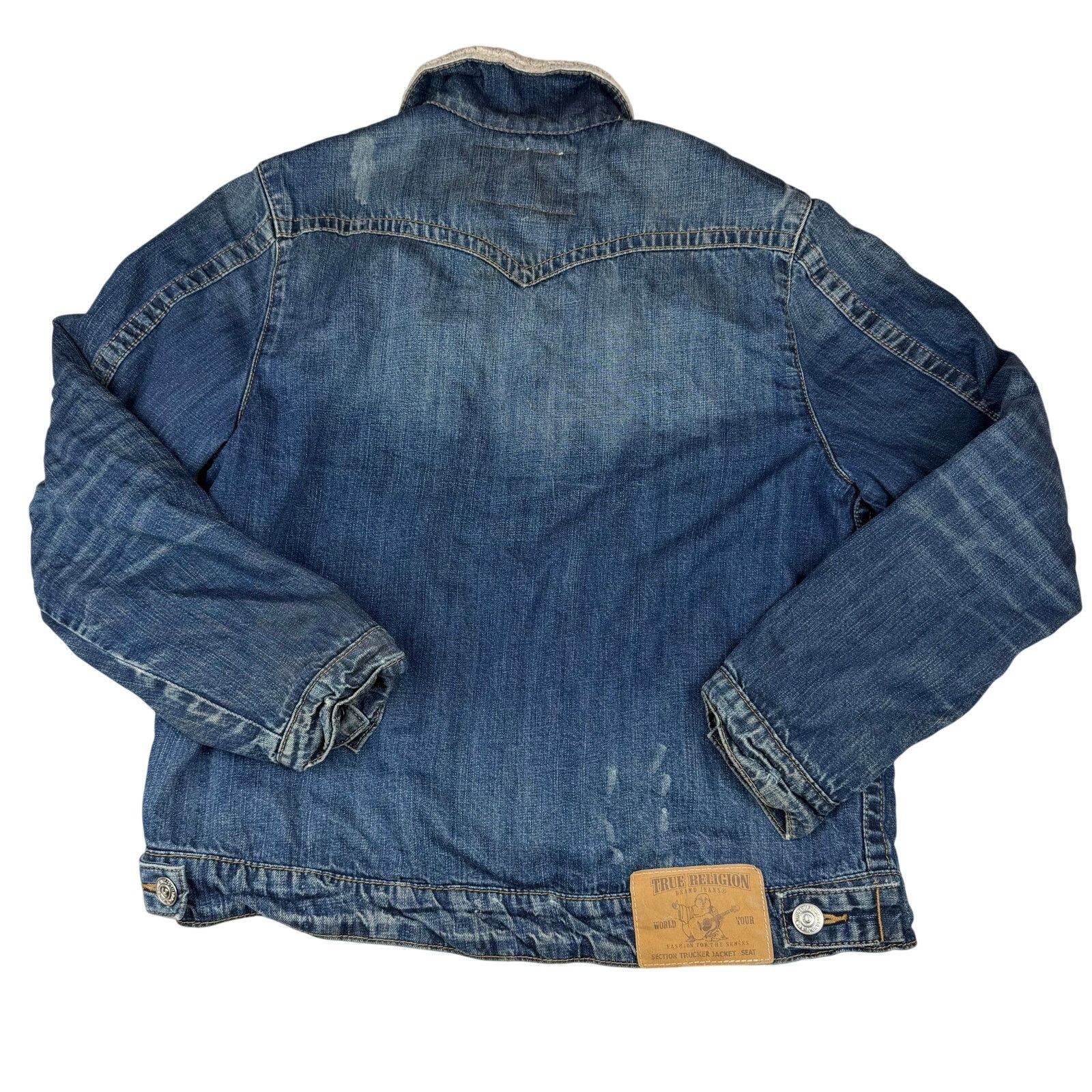 True Religion True Religion Sherpa Lined Denim Trucker Jacket Medium Size US M / EU 48-50 / 2 - 2 Thumbnail