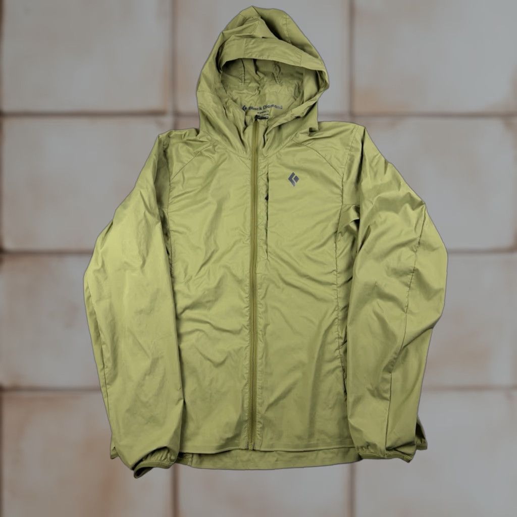 Black Diamond Jacket Womens XL Green Windbreaker Hooded Full Zip Outdoors