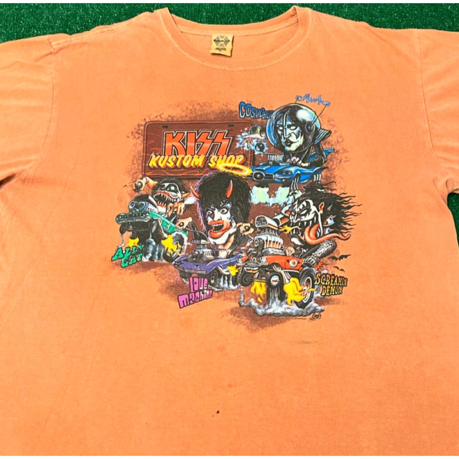 Vintage VINTAGE Kiss Band Tee Kustom Shop 2003 2004 Tour Hot Rod Shirt Mens XL Orange 90s Band Music Rock USA Mens Size US XL / EU 56 / 4 - 6 Thumbnail