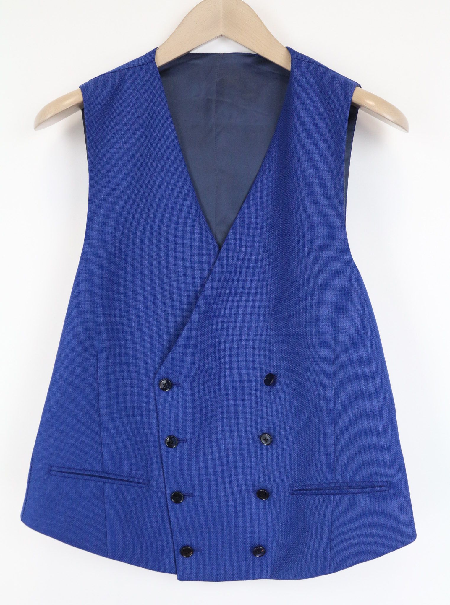 Suitsupply FERRARA UK38R Blue Slim Wool Melange Waistcoat 75646 Size 38R - 1 Thumbnail