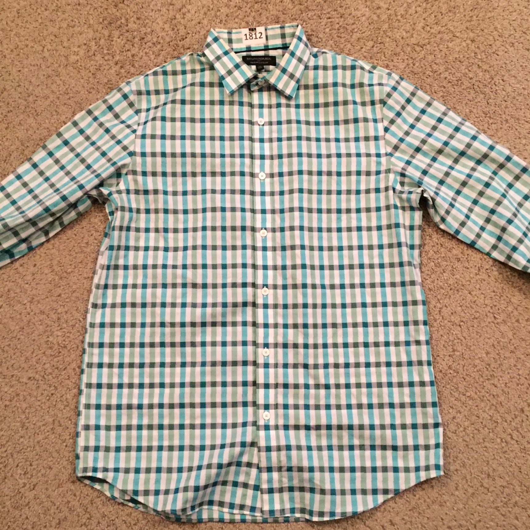 Banana Republic Banana Republic Shirt Mens Medium Green Plaid Long Sleeve Button Up Classic Fit Size US M / EU 48-50 / 2 - 5 Thumbnail