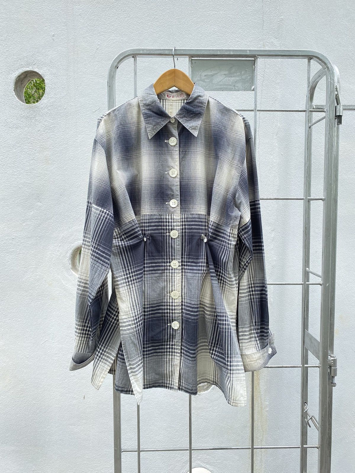 A.O. CMS × Japanese Brand A.O. O.A. Long Sleeve Black & White Plaid Shirt Dress Size L / US 10 / IT 46 - 15 Thumbnail