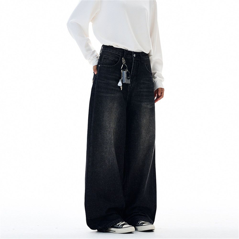 Jean Men's loose washed wide-leg pocket embroidered jeans Size US 32 / EU 48 - 2 Thumbnail