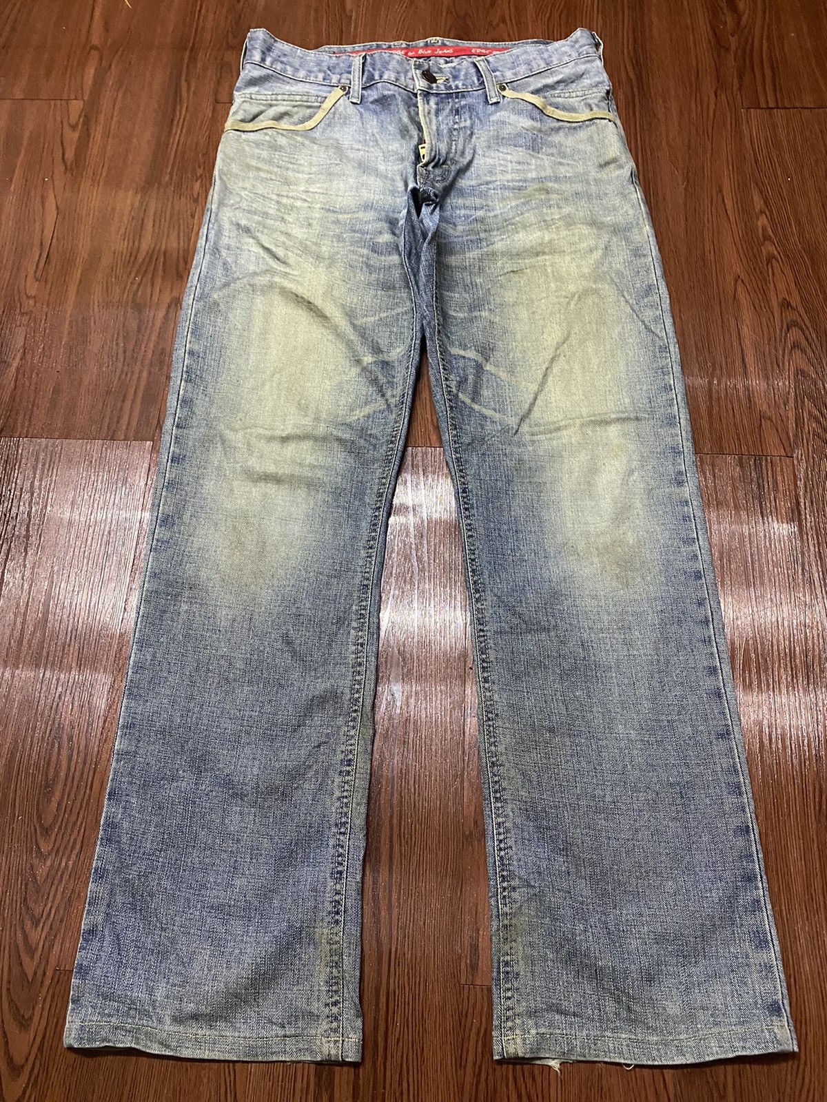 Japanese Brand Vintage Japanese Brands Blue Wash Distressed Loose Jeans Size US 33 - 1 Thumbnail