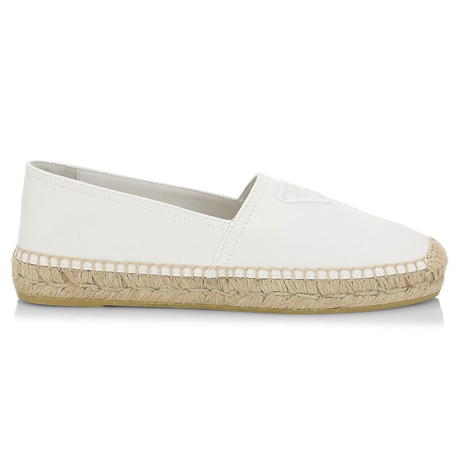 Prada Prada Bianco White Canvas Fabric Triangle Logo Slip On Size US 10 / IT 40 - 1 Thumbnail
