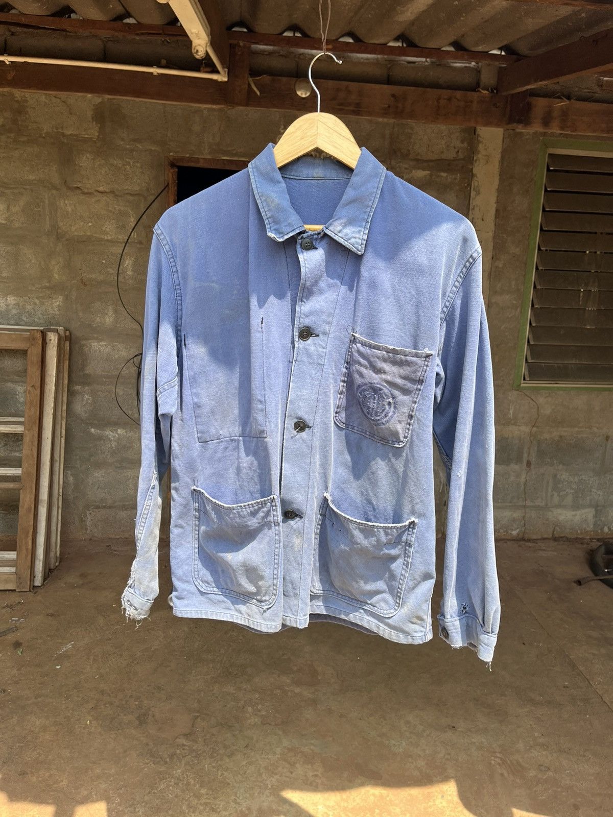 Vintage Thrashed faded chore jacket workwear Distressed Size US L / EU 52-54 / 3 - 1 Thumbnail