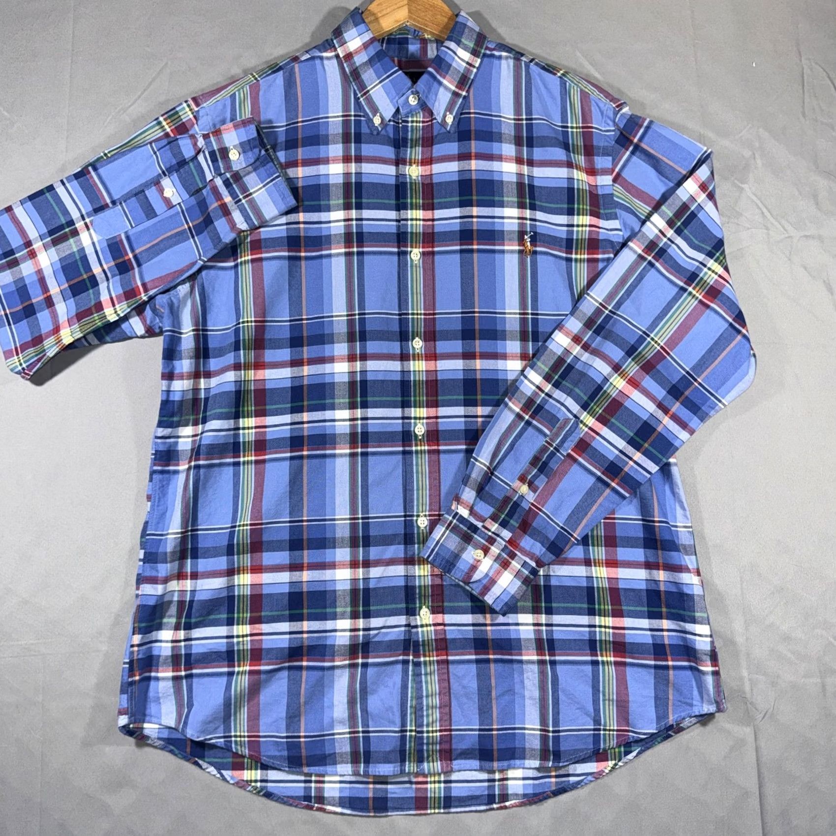 Ralph Lauren Polo Ralph Lauren Shirt Mens XL Blue Plaid Button Front Long Sleeve Classic Fit Size US XL / EU 56 / 4 - 2 Thumbnail