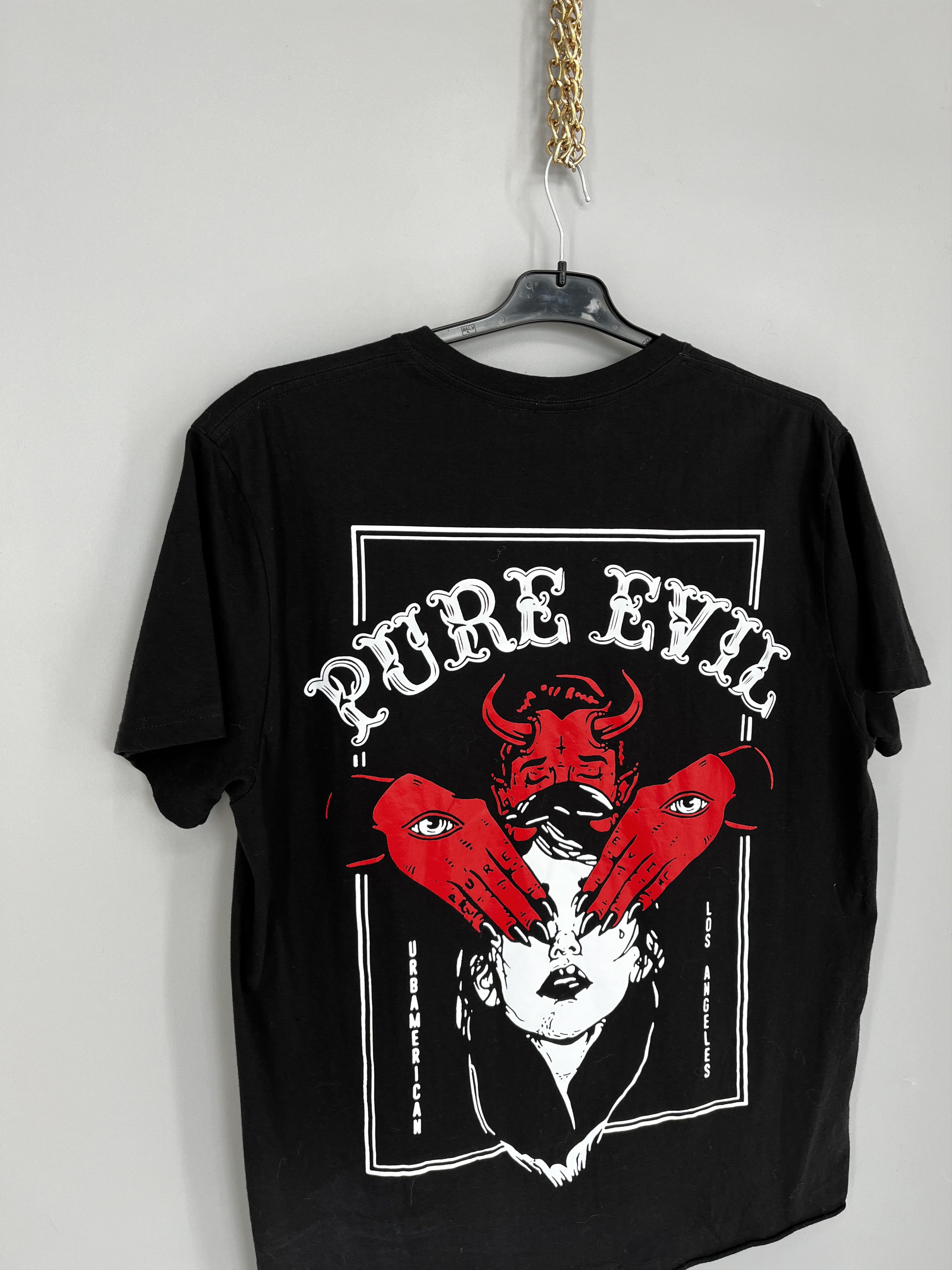 Other Vintage Y2K Urbamerican Pure Evil Black T-Shirt Size US L / EU 52-54 / 3 - 5 Thumbnail