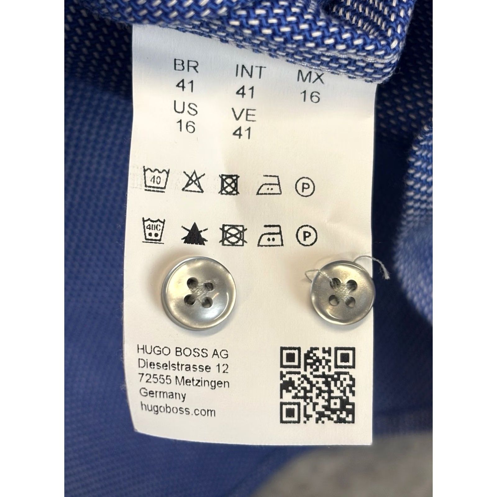 Hugo Boss HUGO BOSS Jenno Shirt Slim Fit 41 Blue Long Sleeve Mens Casual Formal Shirt Size 16 Regular Size 42R - 6 Thumbnail