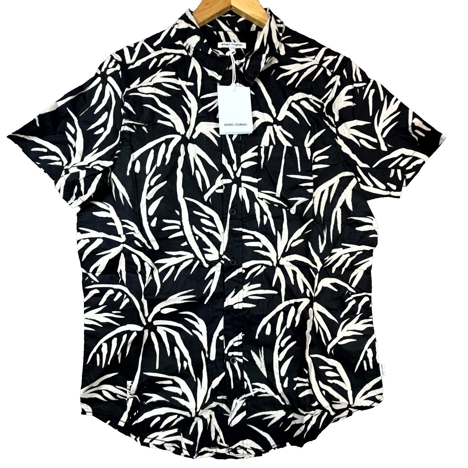 Banks Journal Banks Journal Grove Shirt Dirty Black White Tropical Palms Size US S / EU 44-46 / 1 - 1 Thumbnail