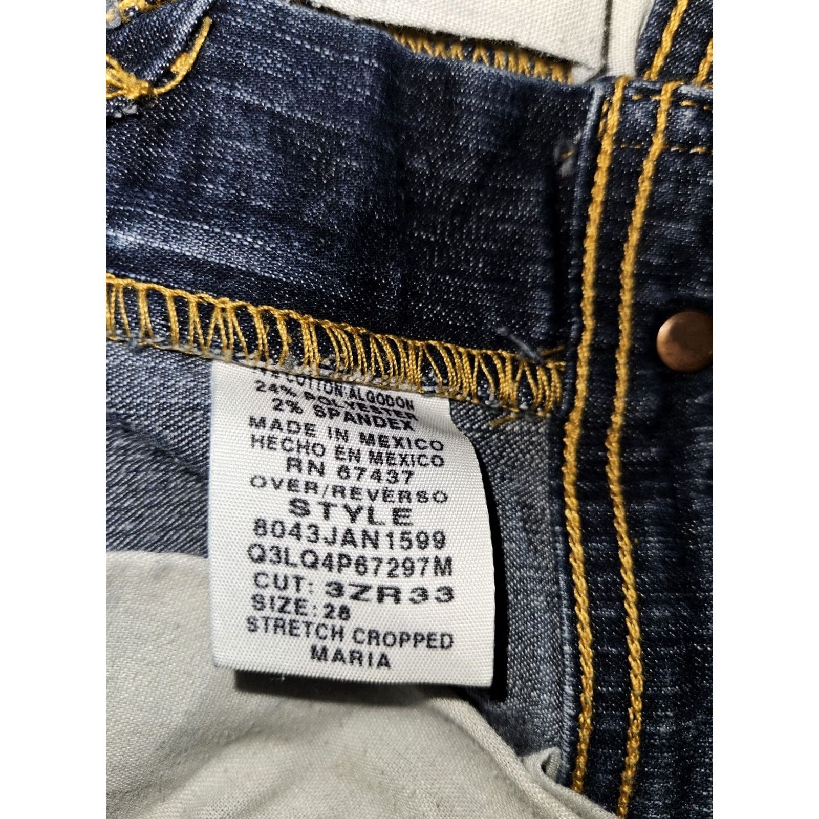 Vintage VINTAGE Polo Jeans Company Stretch Cropped Jeans Women's 28 Blue Denim Logo Preppy 90s Vintage Womens Jeans Size 28" / US 6 / IT 42 - 3 Thumbnail