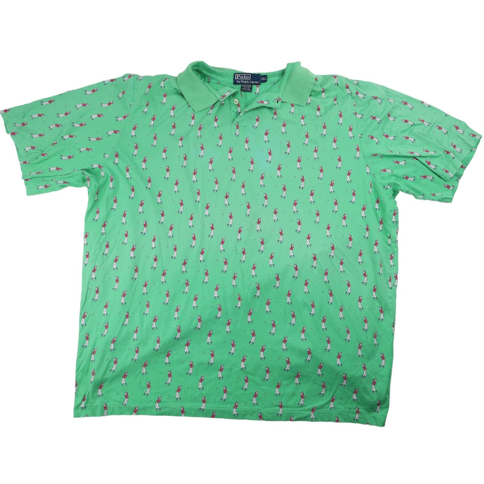 Polo Ralph Lauren × Vintage Vintage Polo Ralph Lauren Allover Golfer Print Polo Shirt Size US XXL / EU 58 / 5 - 1 Thumbnail